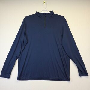 RealEssentials‎ Sweater Mens XL Navy Blue 1/4 Zip Mock Neck Stretch Golf Sports